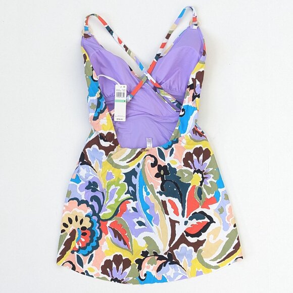 Anne Cole Skirted One-Piece Swim Dress, Multi, Women's 8 - Picture 2 of 3